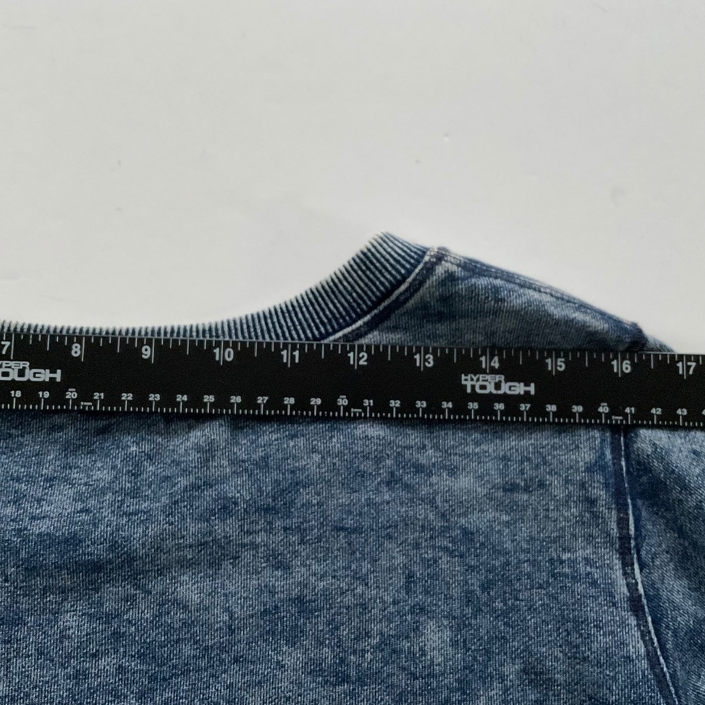 Michael Stars Women’s Sydney Sweatshirt OS Blue Acid Wash Slits Grunge Slouchy - Picture 9 of 12